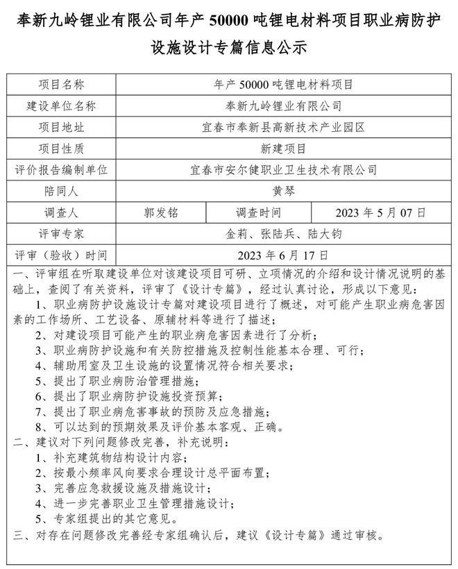 奉新九嶺鋰業(yè)有限公司年產(chǎn)50000噸鋰電材料項目職業(yè)病防護(hù)設(shè)施設(shè)計專篇信息公示.jpg